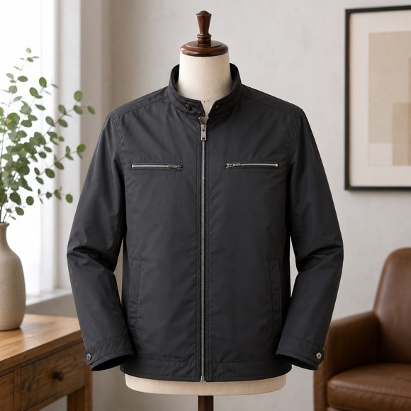 Kenneth Cole New York Other - Kenneth Cole Moto Jacket Mens Small Black Quilted Shoulder Full Zip Lightweight